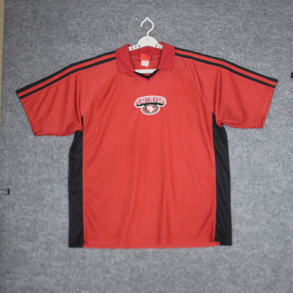 San Francisco 49ers NFL Football Red Black Adidas Polo Shirt Men's Large